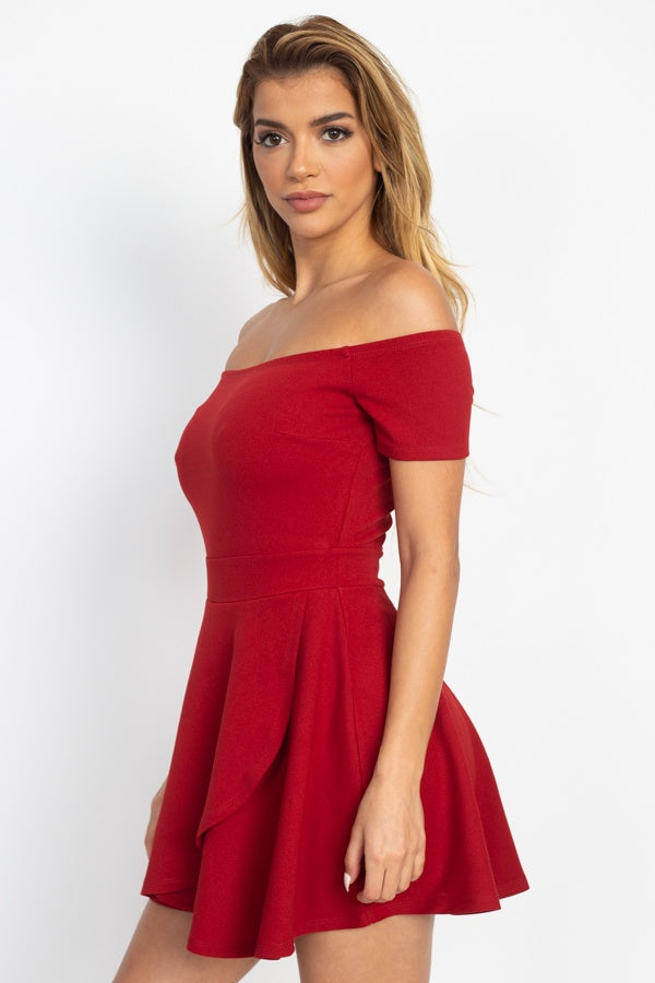Fit & Flare Off Shoulder Romper - A&A Haute Spot