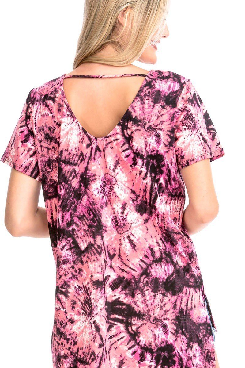 Tie Dye Print Short Sleeve Top - A&A Haute Spot