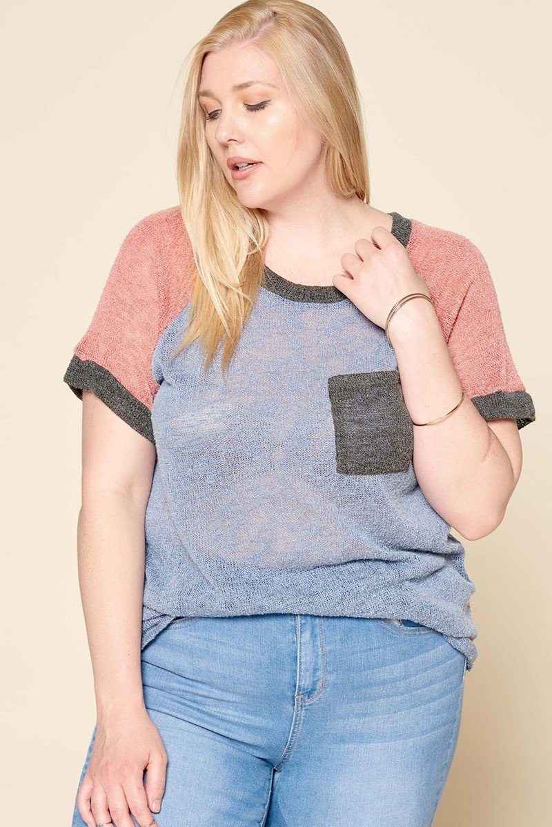 Color-blocked Sweater Knit Top - A&A Haute Spot