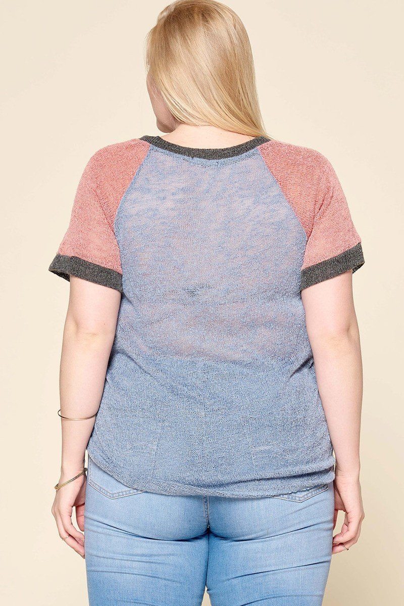 Color-blocked Sweater Knit Top - A&A Haute Spot