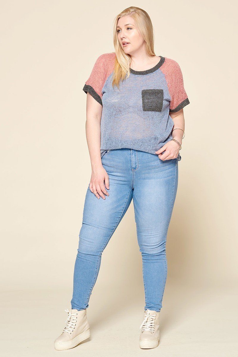 Color-blocked Sweater Knit Top - A&A Haute Spot