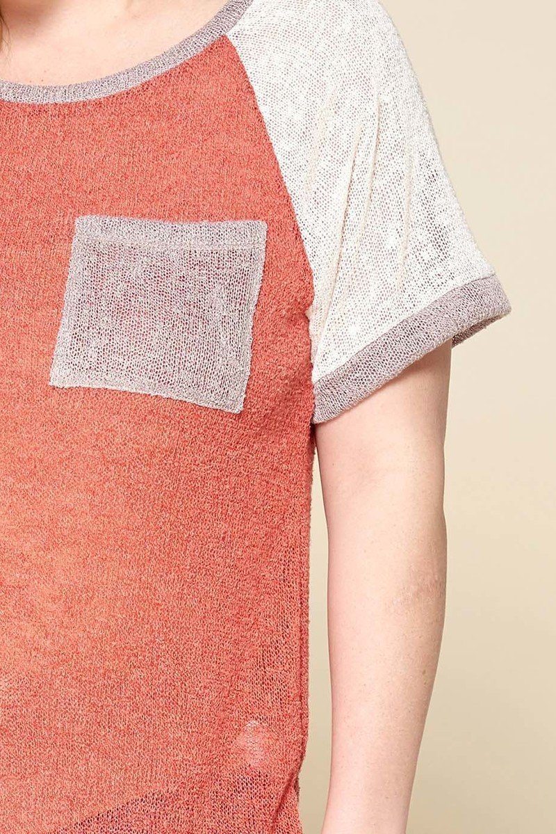 Color-blocked Sweater Knit Top - A&A Haute Spot