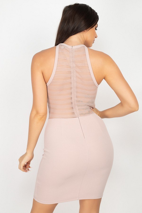 Rhinestone Trim Halter Dress - A&A Haute Spot