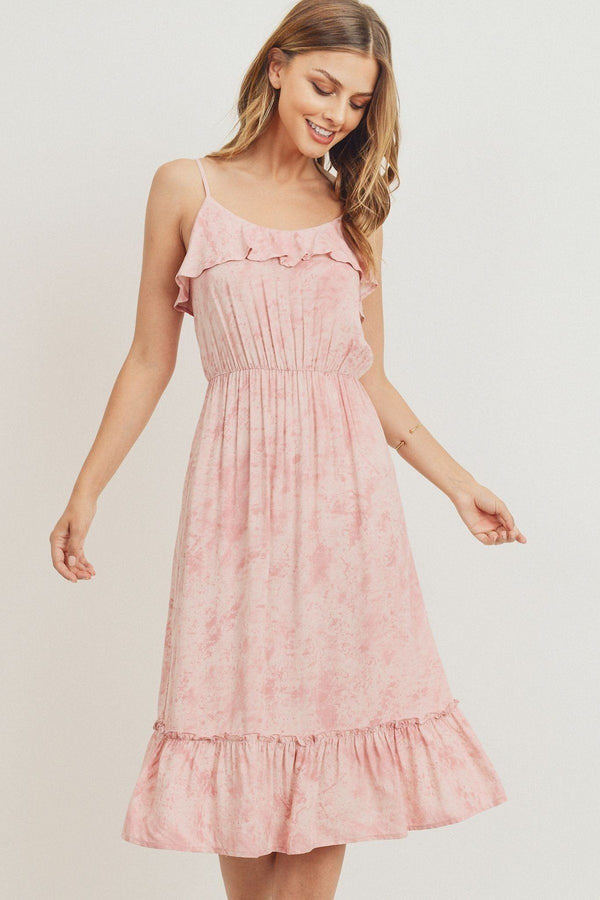 Ruffle Hem Spaghetti Strap Midi Dress - A&A Haute Spot