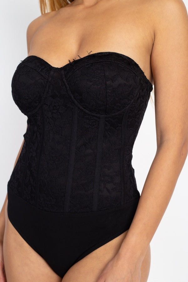 Sweetheart Floral Lace Tube Bodysuit - A&A Haute Spot