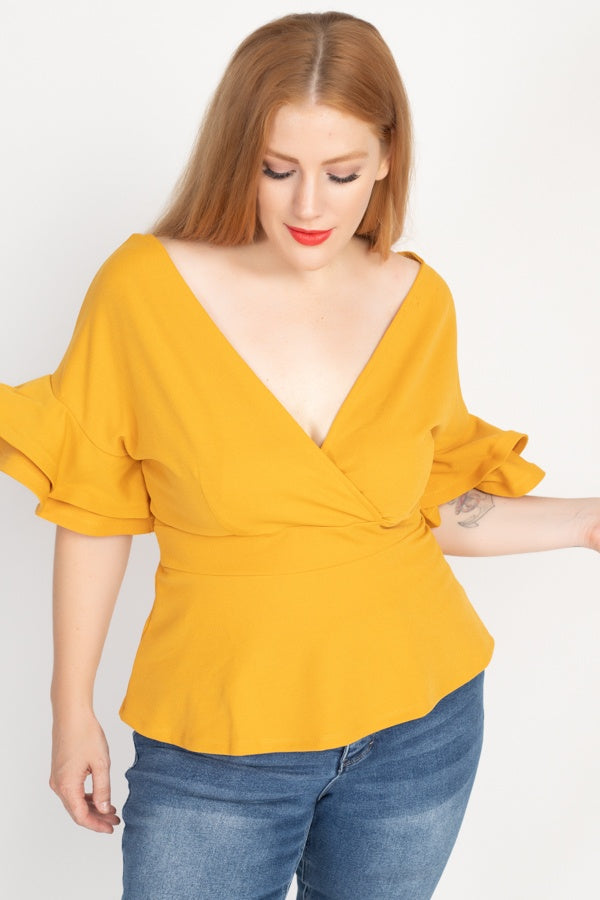 Tiered Ruffle Sleeve Top - A&A Haute Spot