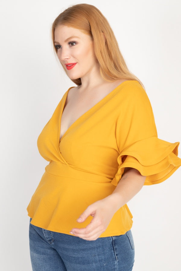 Tiered Ruffle Sleeve Top - A&A Haute Spot