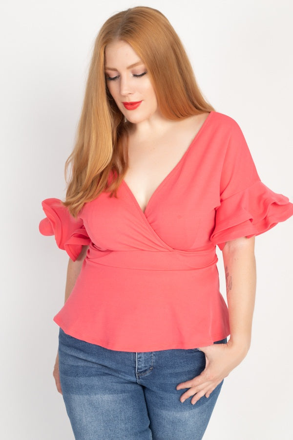 Tiered Ruffle Sleeve Top - A&A Haute Spot