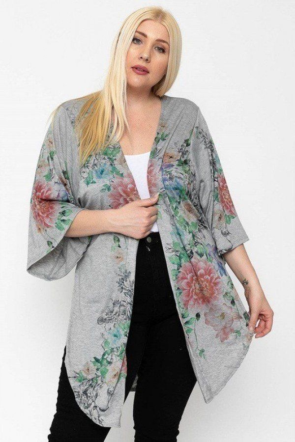 Floral Print, Long Body Cardigan - A&A Haute Spot
