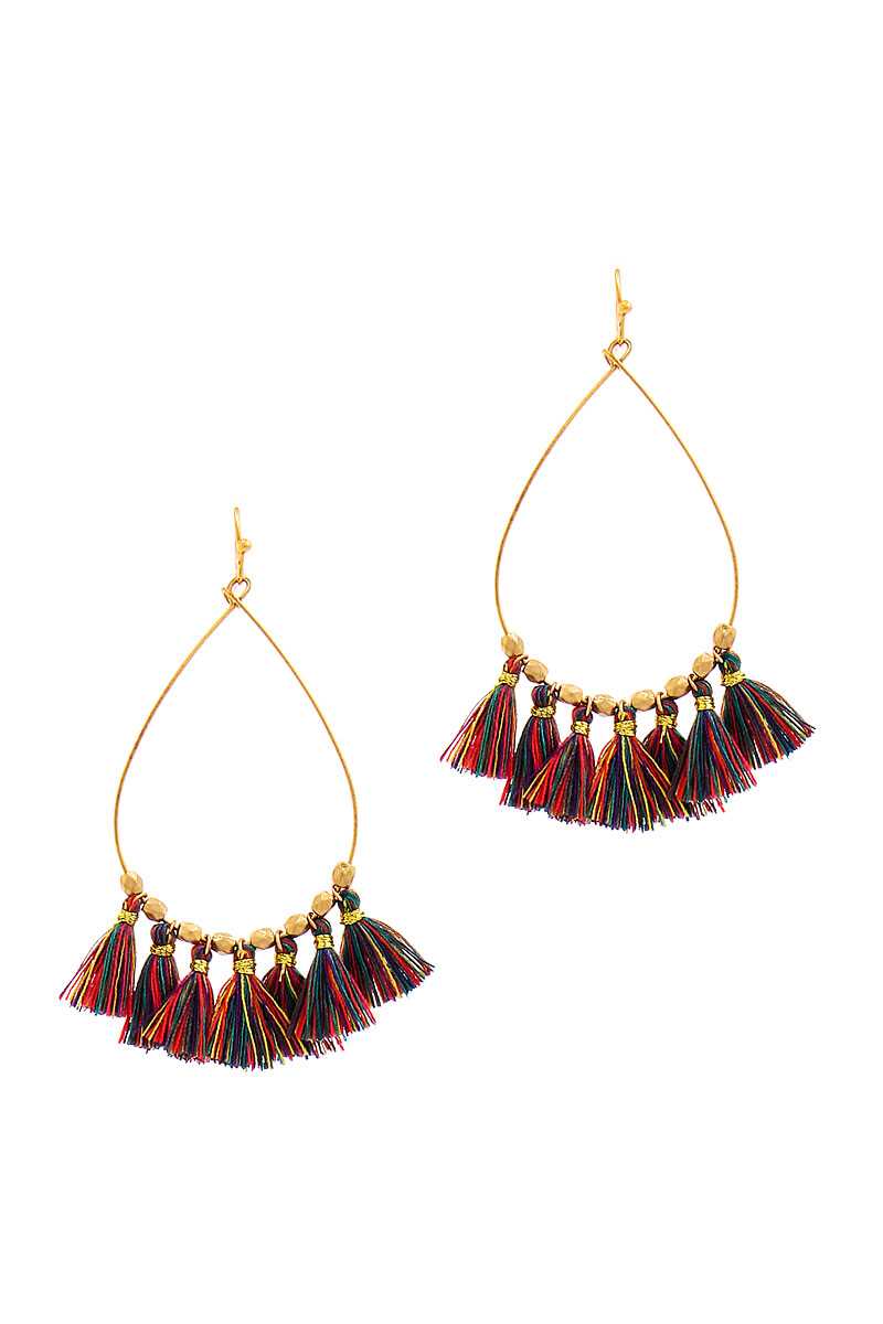 Fashion 7 Mini Tassel Tear Drop Wire Earring - A&A Haute Spot