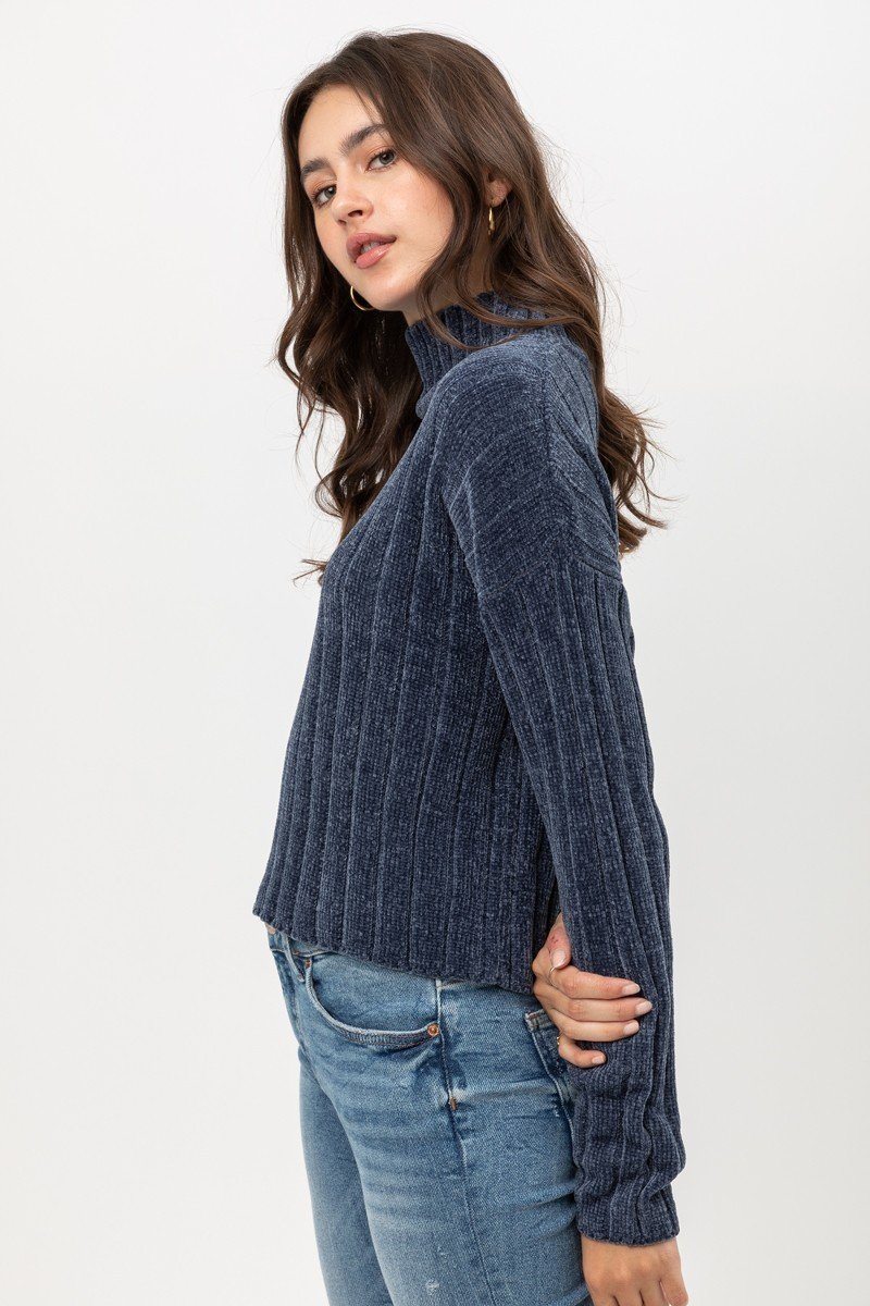 Mini Velvet Chenille Crop Sweater - A&A Haute Spot