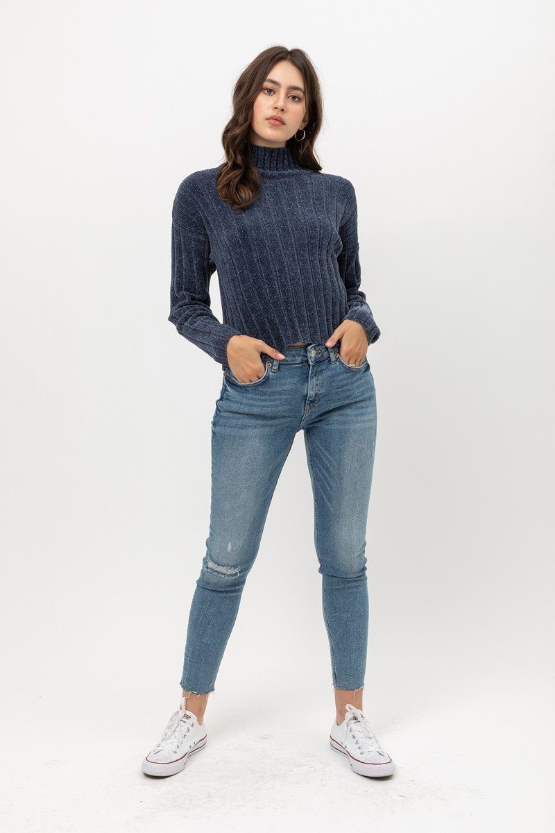 Mini Velvet Chenille Crop Sweater - A&A Haute Spot