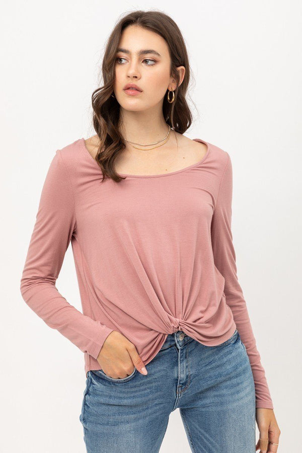 Rayon Span Jersey Front Twisted Top - A&A Haute Spot