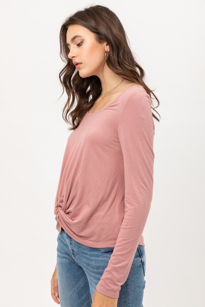 Rayon Span Jersey Front Twisted Top - A&A Haute Spot