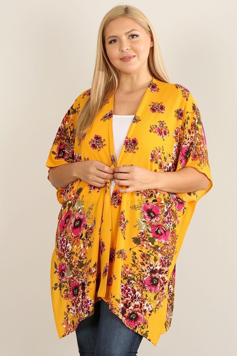 Plus Size Floral Print Kimono - A&A Haute Spot