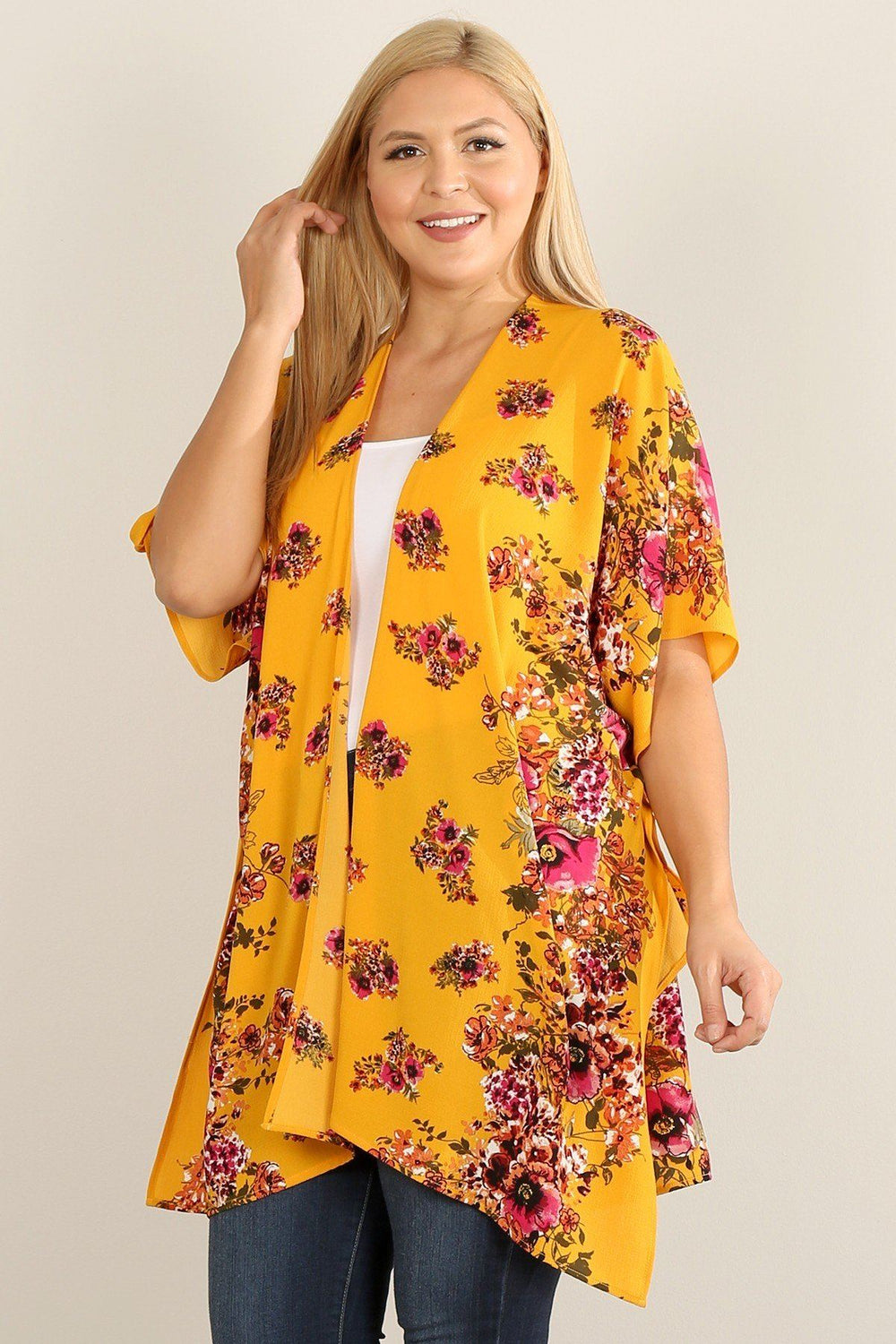 Plus Size Floral Print Kimono - A&A Haute Spot
