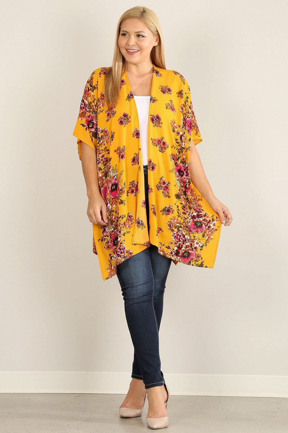 Plus Size Floral Print Kimono - A&A Haute Spot