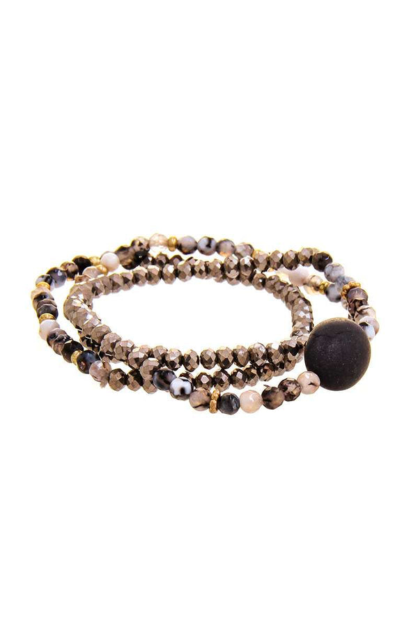 Triple Simple Multi Bead Link Oval Bracelet - A&A Haute Spot