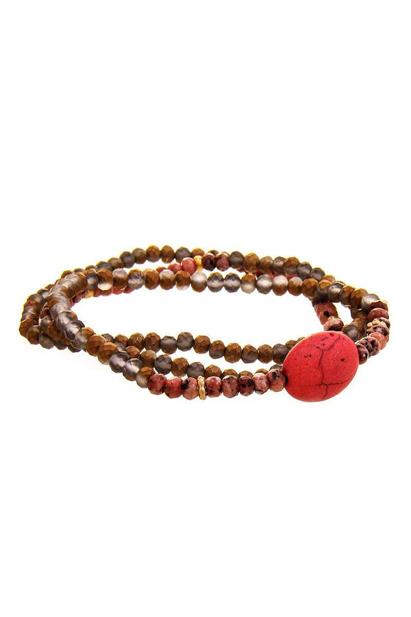 Triple Simple Multi Bead Link Oval Bracelet - A&A Haute Spot