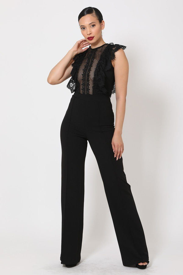 Sheer Mesh Sleeveless Jumpsuit - A&A Haute Spot