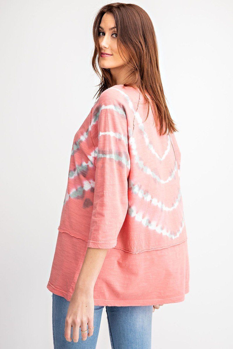 3/4 Sleeves Special Washed Boxy Cotton Slub Top - A&A Haute Spot