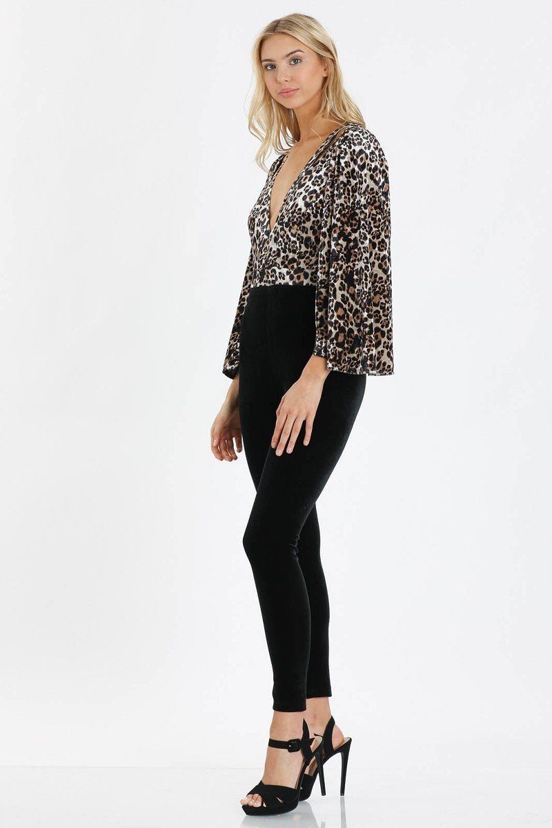 Leopard Print  V-neck Jumpsuits - A&A Haute Spot