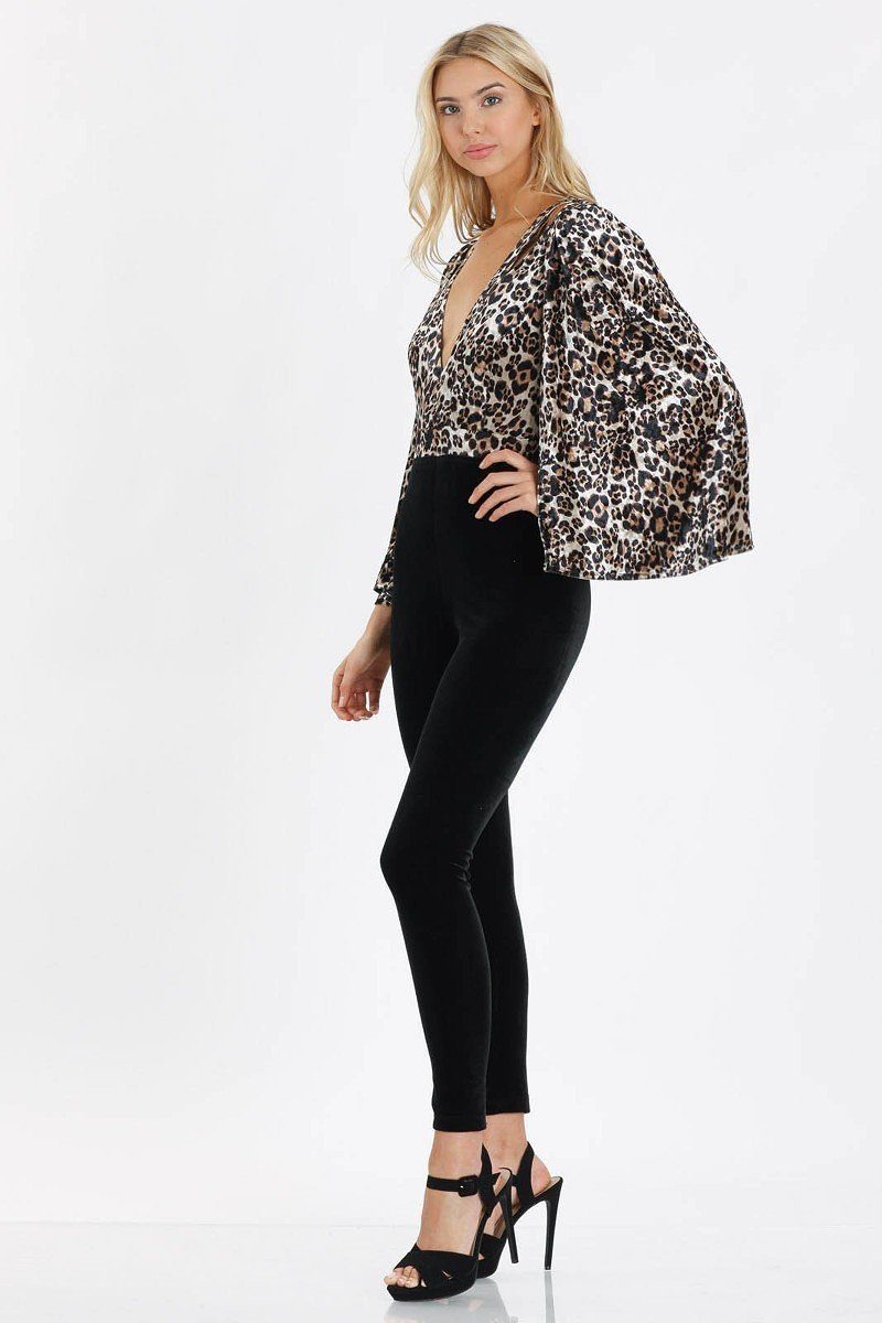 Leopard Print  V-neck Jumpsuits - A&A Haute Spot
