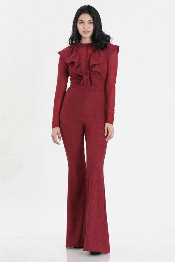 Glittered Stretch Crepe Solid Jumpsuits - A&A Haute Spot