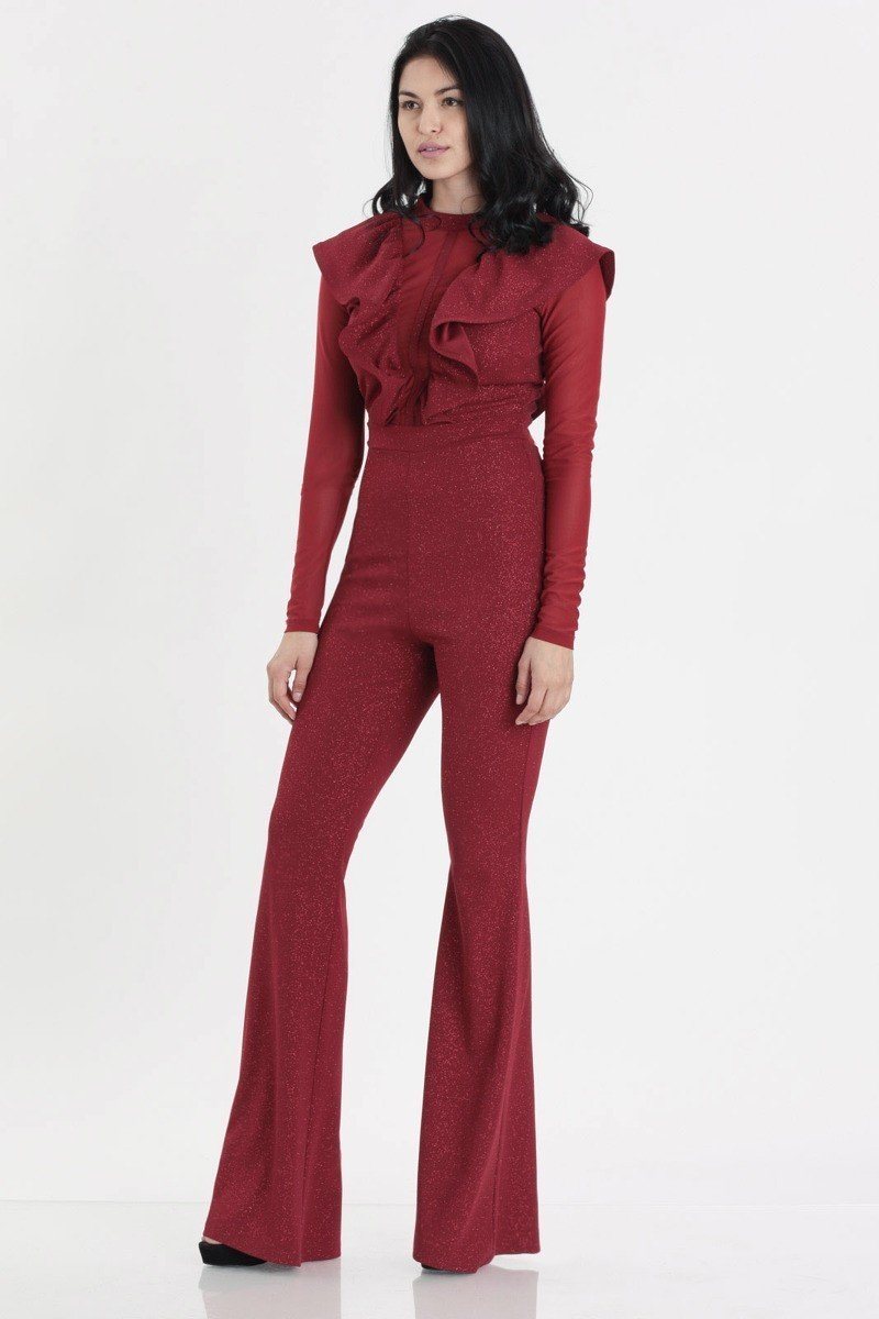 Glittered Stretch Crepe Solid Jumpsuits - A&A Haute Spot