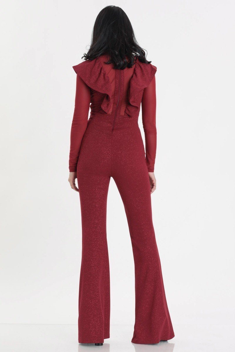 Glittered Stretch Crepe Solid Jumpsuits - A&A Haute Spot