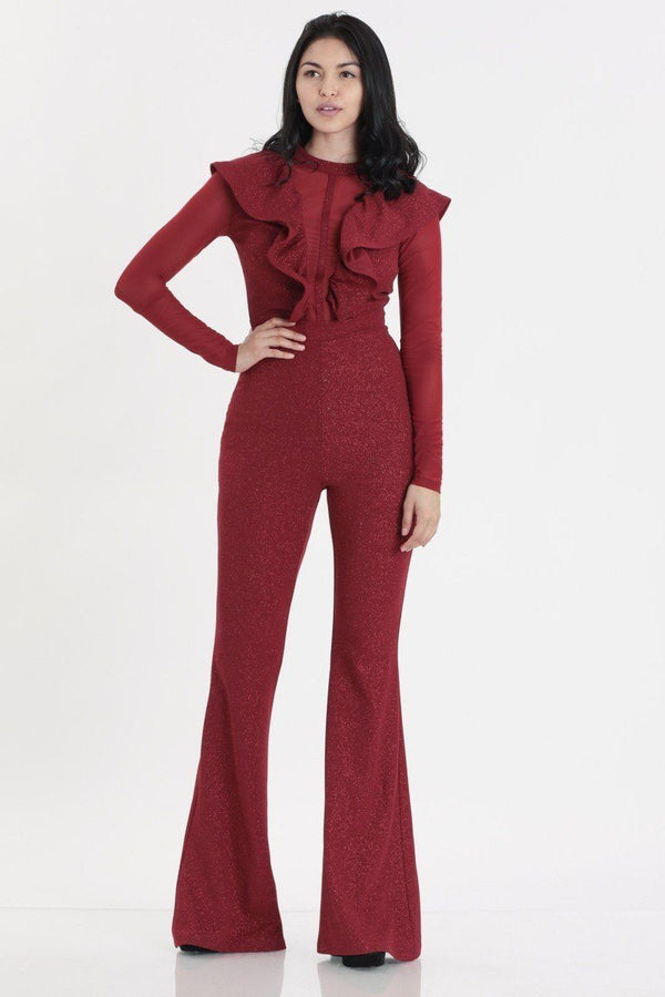 Glittered Stretch Crepe Solid Jumpsuits - A&A Haute Spot