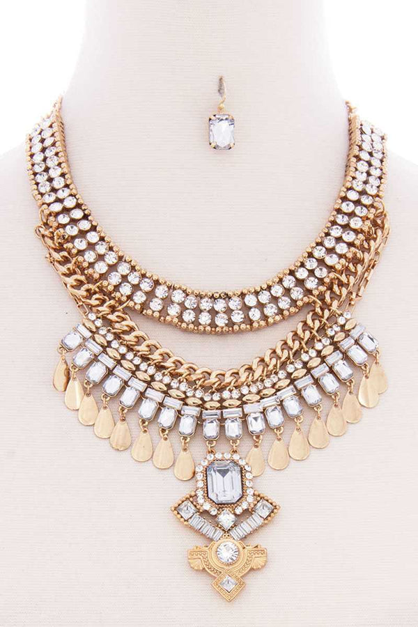 Chunky Antique Boho Bohemian Statement Necklace Earring Set - A&A Haute Spot