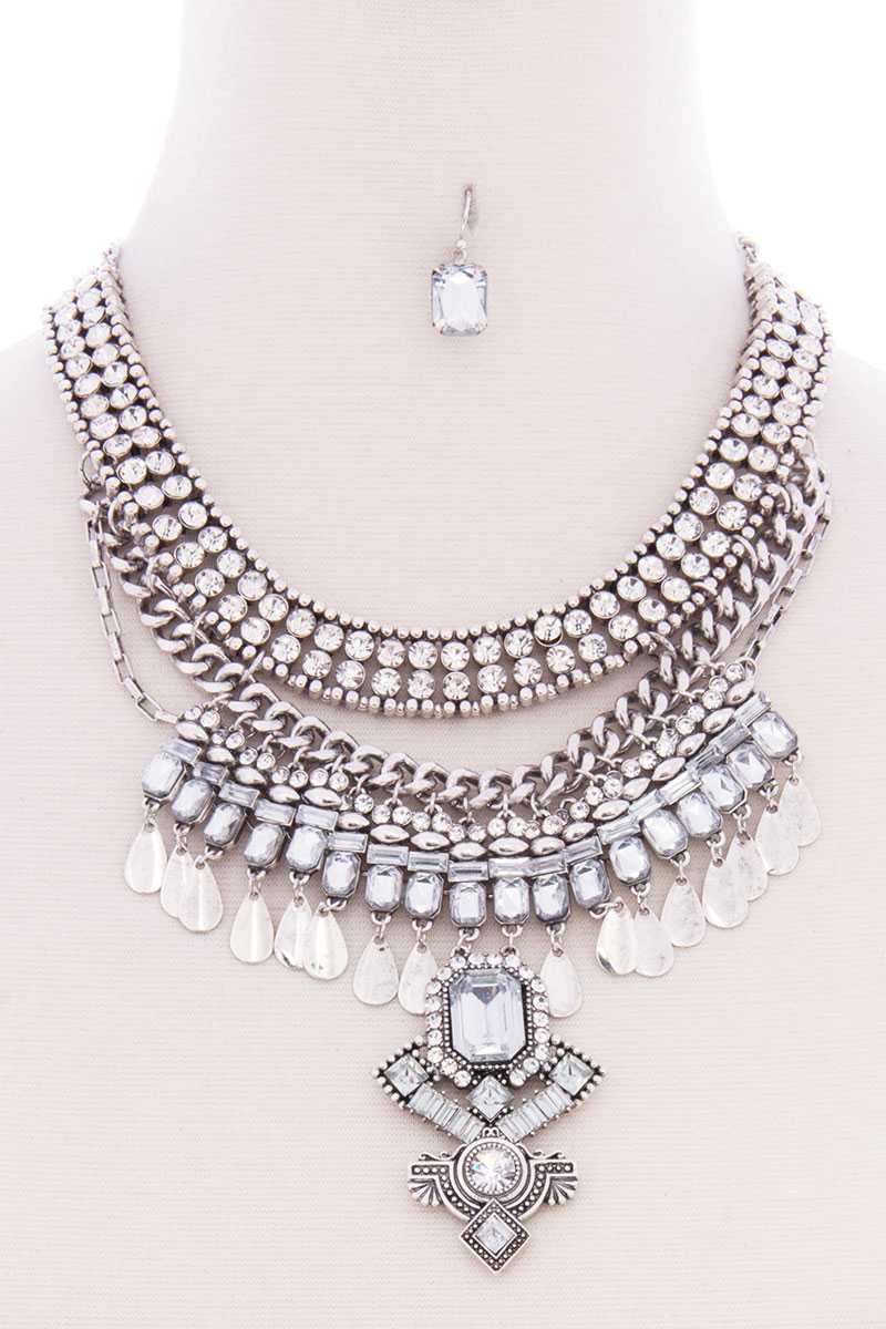 Chunky Antique Boho Bohemian Statement Necklace Earring Set - A&A Haute Spot