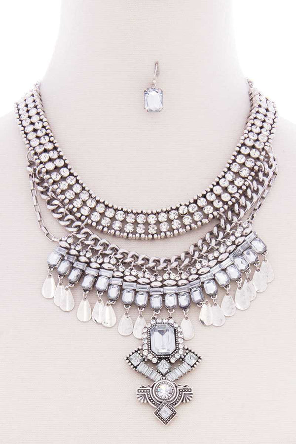 Chunky Antique Boho Bohemian Statement Necklace Earring Set - A&A Haute Spot