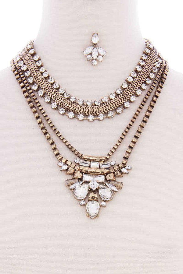 Chunky Antique Boho Bohemian Statement Necklace Earring Set - A&A Haute Spot