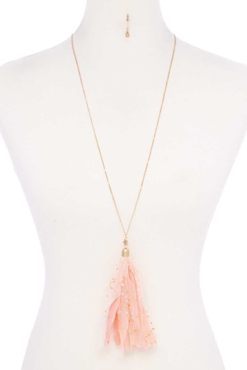 Metallic Stars Tulle Tassel Necklace - A&A Haute Spot