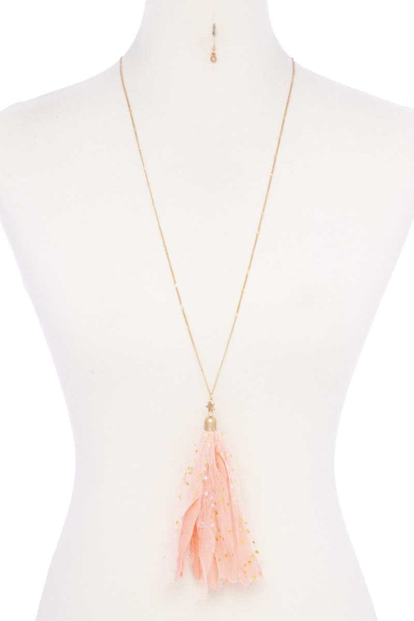 Metallic Stars Tulle Tassel Necklace - A&A Haute Spot