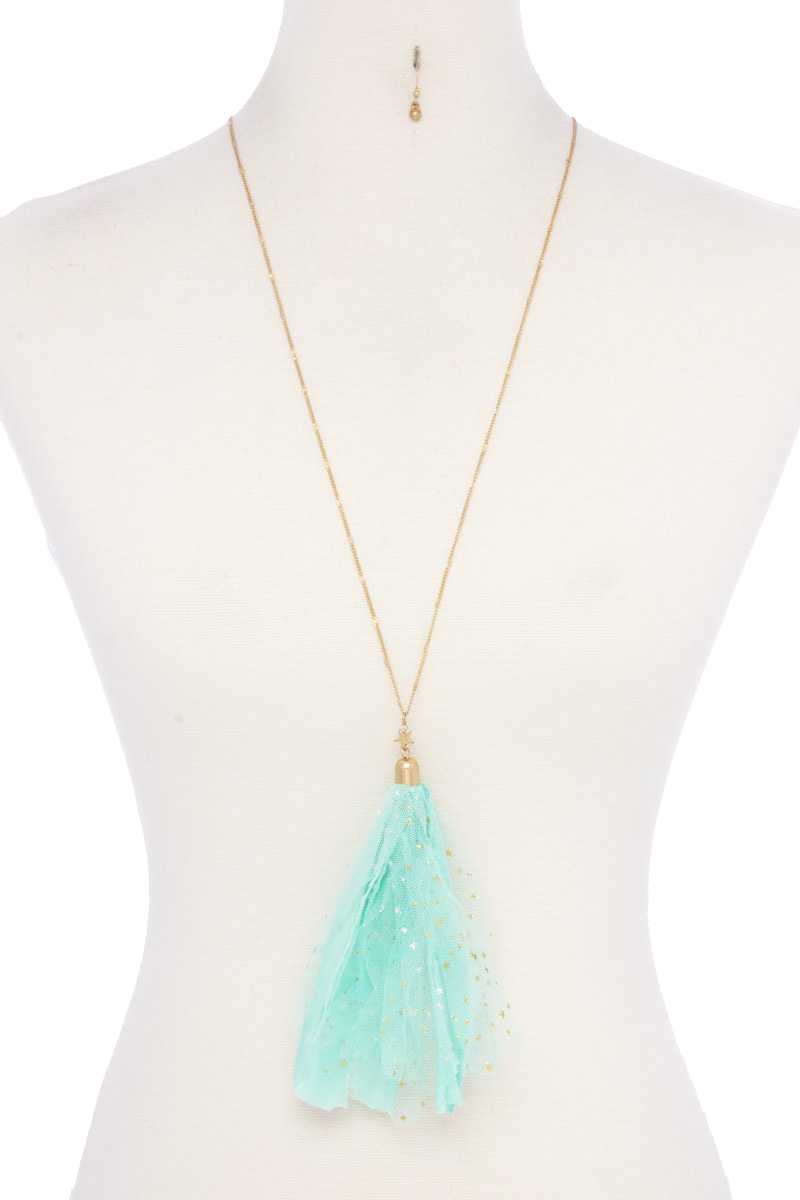 Metallic Stars Tulle Tassel Necklace - A&A Haute Spot