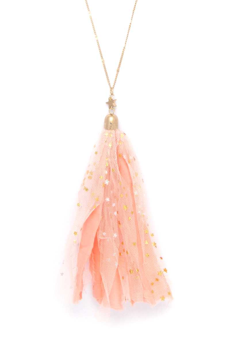 Metallic Stars Tulle Tassel Necklace - A&A Haute Spot