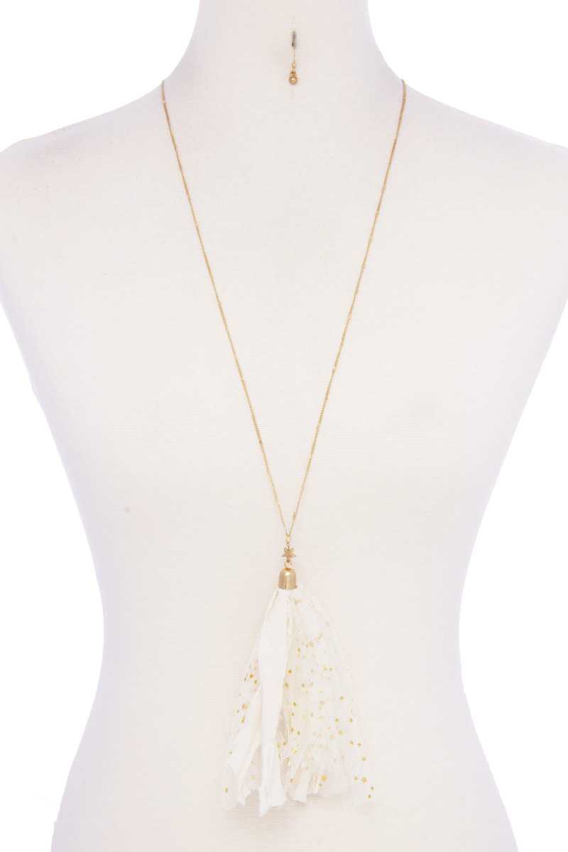 Metallic Stars Tulle Tassel Necklace - A&A Haute Spot