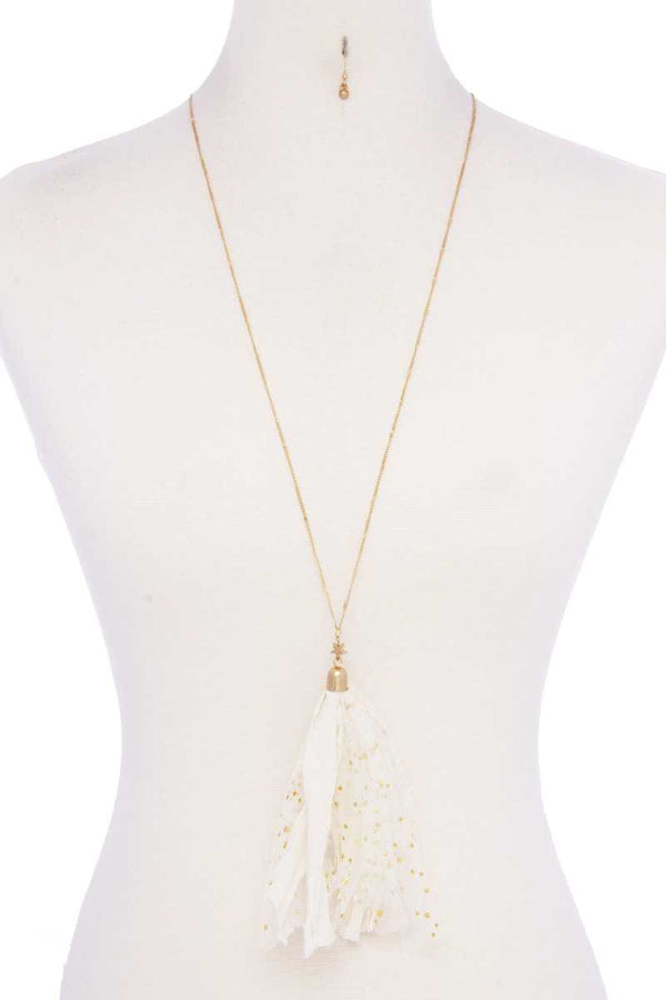 Metallic Stars Tulle Tassel Necklace - A&A Haute Spot