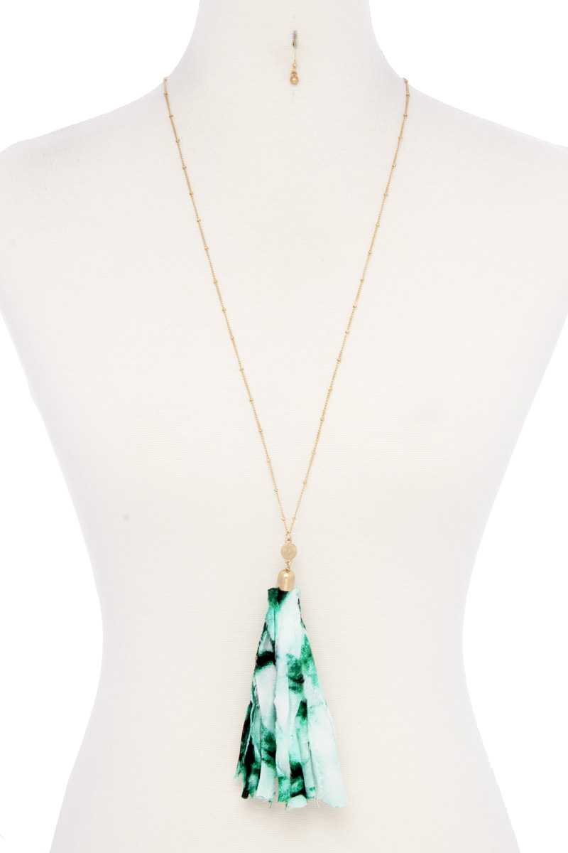 Tye Dye Fabric Tassel Necklace - A&A Haute Spot