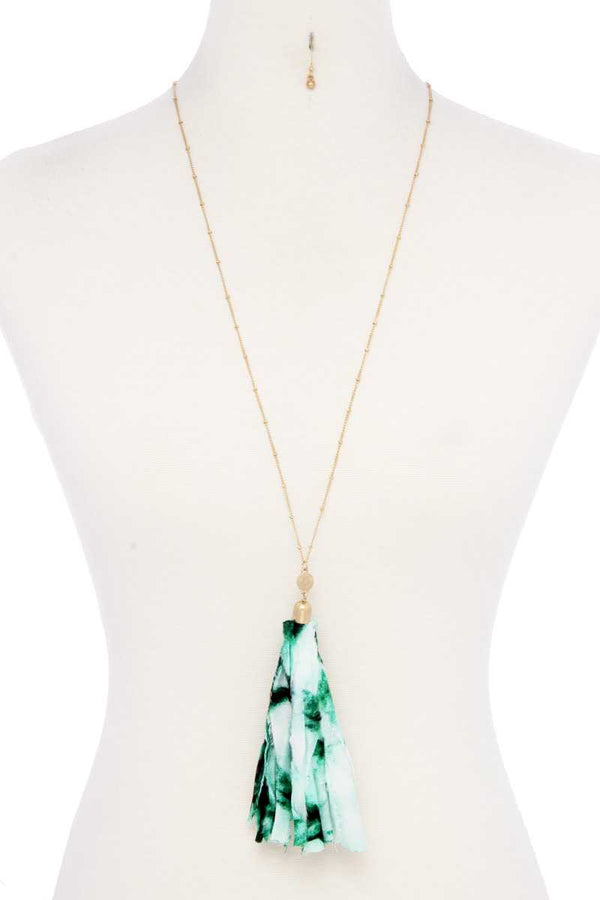 Tye Dye Fabric Tassel Necklace - A&A Haute Spot