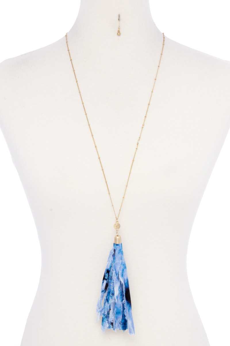 Tye Dye Fabric Tassel Necklace - A&A Haute Spot