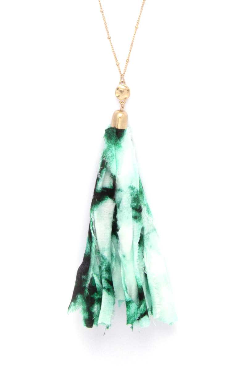 Tye Dye Fabric Tassel Necklace - A&A Haute Spot