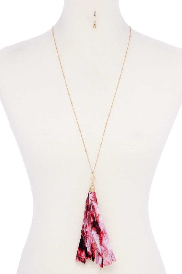 Tye Dye Fabric Tassel Necklace - A&A Haute Spot