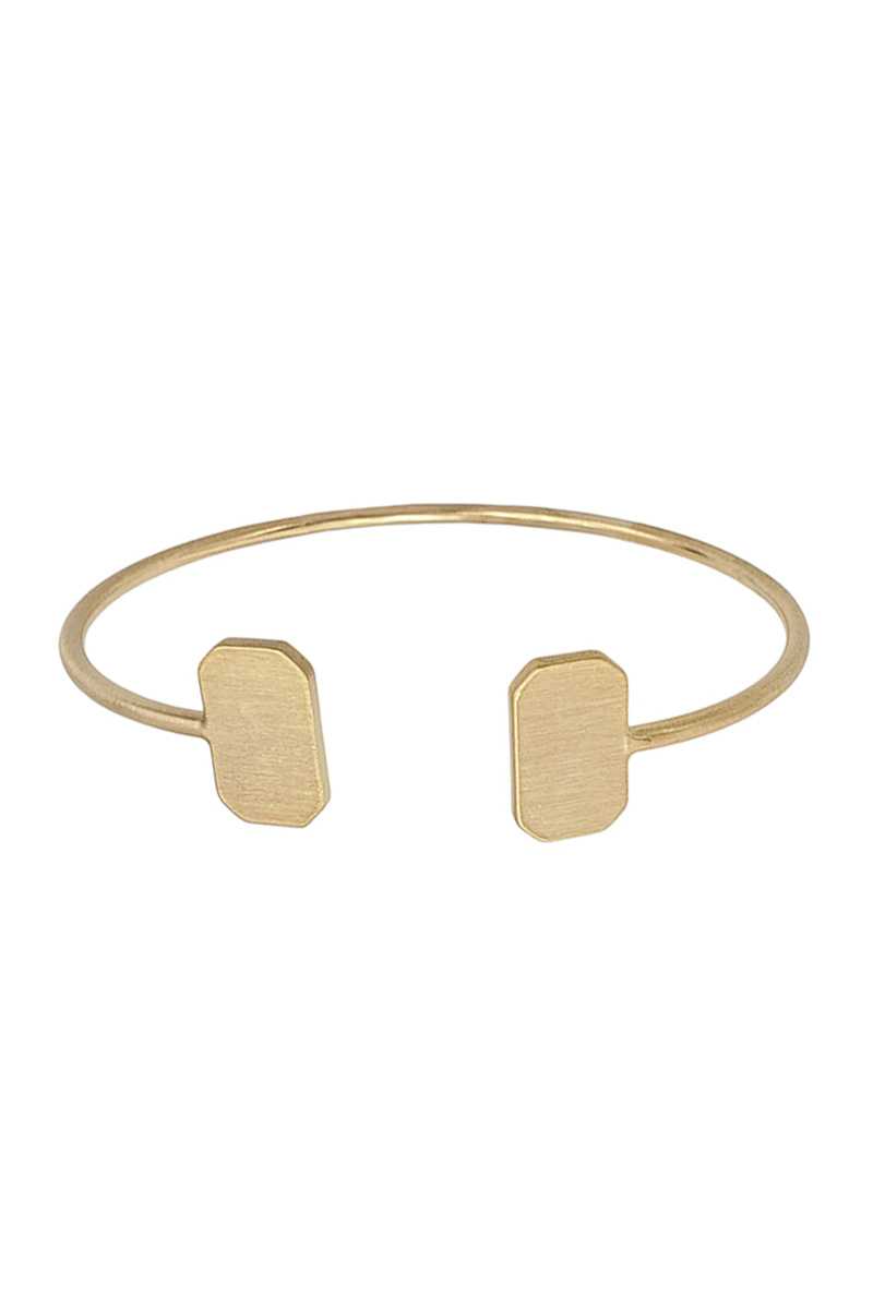 Double Metal Rectangle Open Bangle Bracelet - A&A Haute Spot