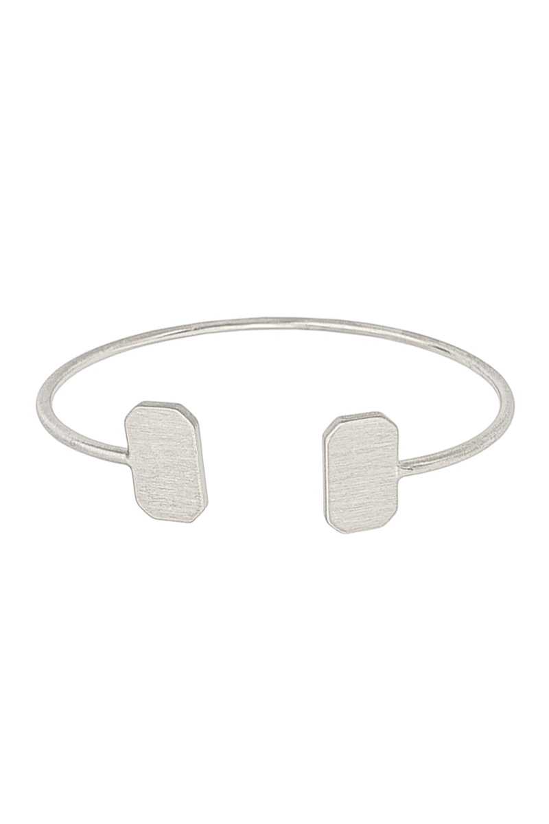 Double Metal Rectangle Open Bangle Bracelet - A&A Haute Spot