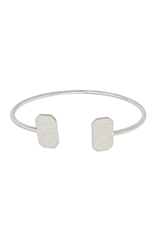 Double Metal Rectangle Open Bangle Bracelet - A&A Haute Spot