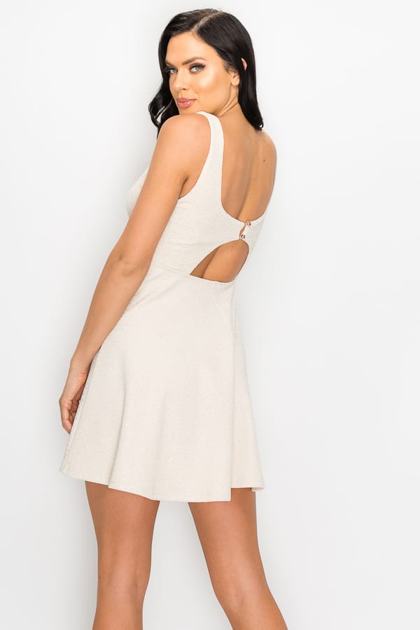 V-neck Back Cutout Skater Dress - A&A Haute Spot